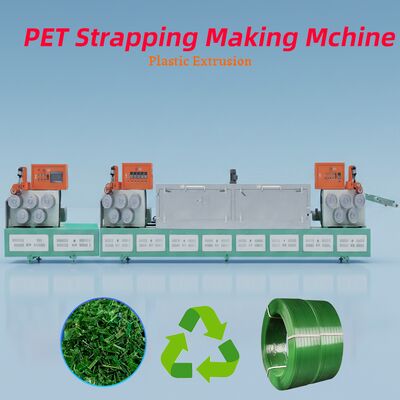 Línea de producción de tiras de PET de tornillo único con material de tornillo 38CrMoALA, capacidad de 250-500 KG/H y patrones de grabado personalizables